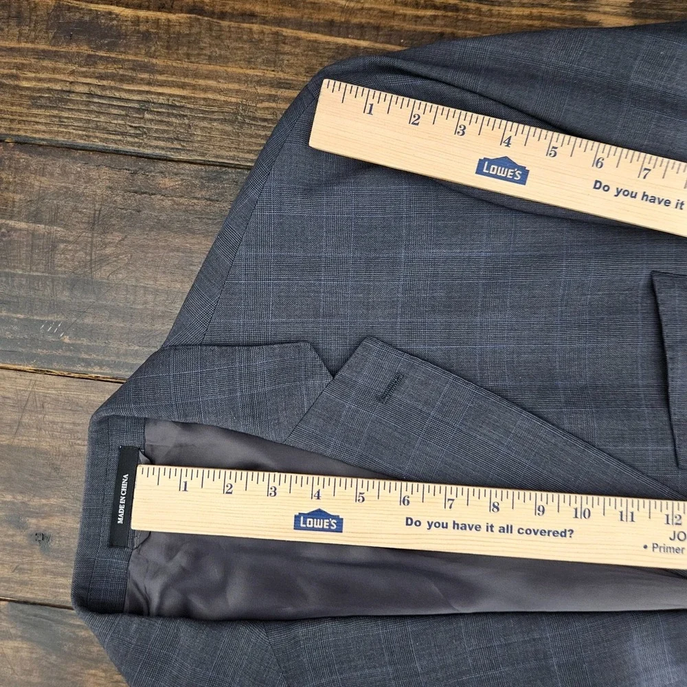 Lauren Ralph Lauren Men's‎ Sport Coat Blazer Two Button Gray Plaid Wool Slim 48L